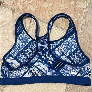 Danskin Blue and White Patterned Racerback Sports Bra